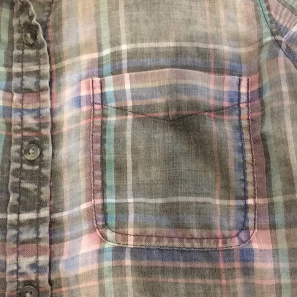 American Eagle Plaid Washed Button-Down Shirt - image 3